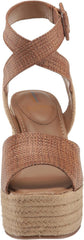 Sam Edelman Vada Cuoio Ankle Strap Squared Open Toe Wedge Heeled Sandals