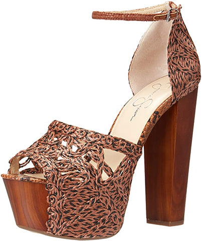 Jessica Simpson Dessie Ultra Platform Ankle Strap Heeled Sandals Caramel Tan