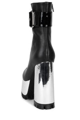 Jeffrey Campbell Robotic Black Silver Metallic Fashion Platform High Heel Boots