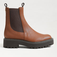 Sam Edelman Laguna Tawny Brown Rounded Toe Pull On Chelsea Ankle Combat Boots