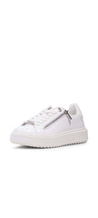 Steve Madden Catchme White Patent Rounded Closed Toe Lace Up Side Zipper Sneaker