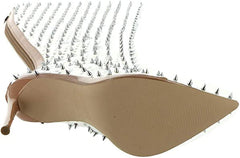 Steve Madden Vava-S Clear Spike Studs Back Zip Pointed Toe High Heel Tall Boots