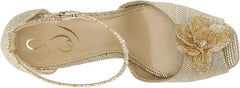 Sam Edelman Kori Flora Platinum Ankle Strap Peep Toe Dress Block Heeled Sandals
