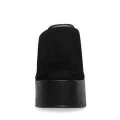 Steve Madden Joanne Black Suede Slip On High Platform Wedge Heeled Sandals