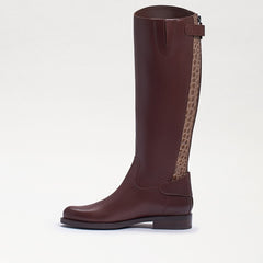 Sam Edelman Mikala Terazzo Brown Leather Block Heel Riding Knee High Boots