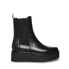 Steve Madden Clarisa Black Leather Platform Wedge Pull On Retro Chelsea Booties