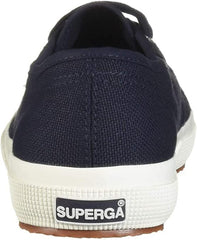 Superga 2750 Cotu White Navy Lace Up Breathable Rounded Toe Low Top Sneakers
