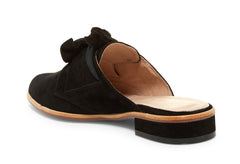 Cecelia New York Amara Black Suede Pointed Toe Open Back Slides Flats Mules
