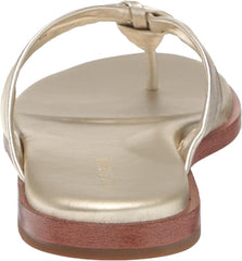 Cole Haan Fiona Soft Gold Squared Open Toe Slip On Flat Thong Slides Sandals