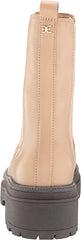 Sam Edelman Wellington Sesame Leather Block Heel Closed Toe Pull On Ankle Boots