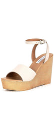 Steve Madden Welsh Bone Leather Ankle Strap Open Toe Platform Wedge Sandal