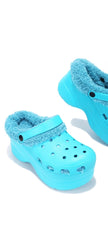 Cape Robbin Gardener Teal Fuzzy Lining Platform Clogs Fashion Comfortable Mules