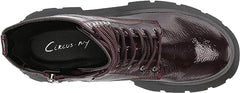 Circus By Sam Edelman Lolita Burgundy Patent Round Toe Chunky Heel Lace Up Boots