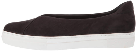 JSlides Felecia Nubuck Black Leather Slip On Fashion Flats Platform Sneakers