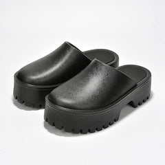 KK PAIR OF KINGS Heights Black Fashion Slip On Non-Slip Mule Clog Platform Sandals