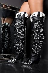 Cape Robbin Kelsey-21 Black Western Pointed Slouchy Over Knee Thigh Boot