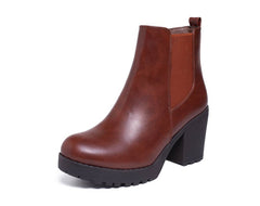 REFRESH CLUB-01 Women's Slip On Chunky Heel Ankle Boots