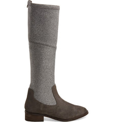 Klub Nico Zuri Knee Grey Flannel Brown Suede Stacked Heel Riding Knee High Boots