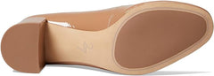 Naturalizer Rebecca Taupe Patent Leather Pointed Toe Block Heeled Slip On Pumps