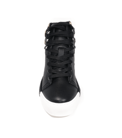 Cecelia New York Silow Leather Platform Lace-up Sneaker Black Leopard High Top