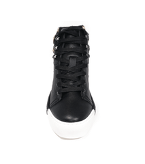 Cecelia New York Silow Leather Platform Lace-up Sneaker Black Leopard High Top
