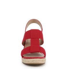 LifeStride Tallulah Red Fashion Slingback Open Toe Casual Espadrille Wedge Sandals