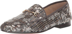 Sam Edelman Loraine Grey Tweed Multi Almond Toe Slip On Heeled Fashion Loafers