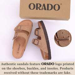 Orado Platform Apricot Suede Sandals Women Soft Cork Footbed Summer Slides