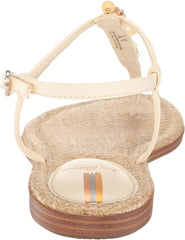 Sam Edelman Gigi Modern Ivory Ankle Strap Open Toe Embellished Thong Flat Sandal