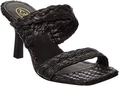 Ash Malibu Black Braid Slip On Open Squared Toe Mid Heeled Mule Slide Sandals