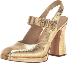 Sam Edelman Jildie Amber Gold Mary Jane Platform Slingback Dress Pumps Sandals