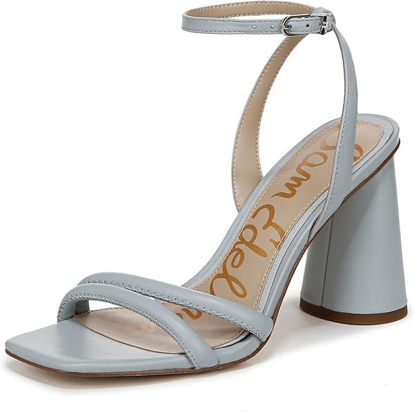 Sam Edelman Kia Cape Blue Squared Open Toe Ankle Strap Block Heeled Sandals