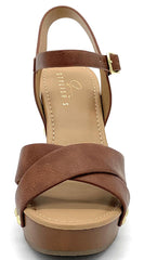 STYLISH S SHIFT Open Toe Double Cross Band Ankle Strap Platform Heel Sandals 11