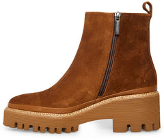 Steve Madden Stetson Brown Suede Zipper Closure Rounded Toe Lug Sole Ankle Boots
