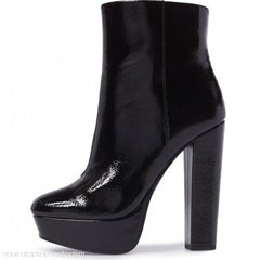 Jessica Simpson Sebille Black Patent Sky High Platform Fashion Ankle Booties