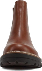 Soda Pilot Tan/Brown Welt Pu Pull On Round Toe Chunky Platform Ankle Boots