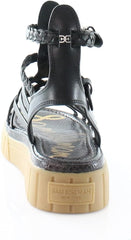 Sam Edelman Geana Black Braided Ankle Strap Platform Wedge Gladiator Sandal