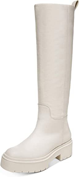 Sam Edelman Larina Ivory Leather Chunky Lug Sole Knee High Riding Boots