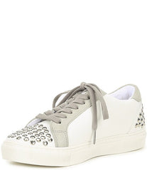 Steve Madden Turner-s Lace Up Cushioned Studs Embellished  Sneakers White/Stud