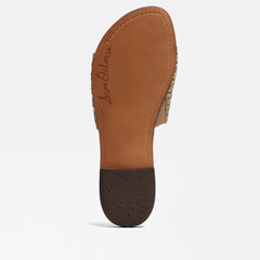 Sam Edelman Gallie Natural Multi Slip On Rounded Open Toe Flat Slides Sandals