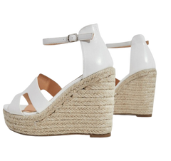Lemonade Kayson Double Vamp H Wedge White Platform Espadrille Casual Sandals