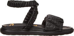 Sam Edelman Velma Black Rounded Open Toe Strappy Ankle Cuff Wedge Heeled Sandals