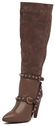 Ivy Kirzhner Parachute Stud Boot TARTUFO Taupe Knee High Pointed Toe Dress Boots
