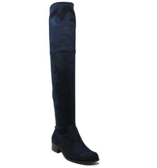 Charles David Gammon Navy Blue Stretch Suede Flat Round Toe Over The Knee Boots