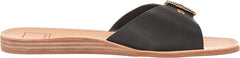 Dolce Vita Cabana Black Leather Slip On Squared Open Toe Flats Slides Sandals