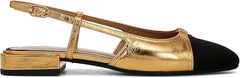 Sam Edelman Kara2 Medallion Gold/Black Squared Toe Slingback Flats Sandals Loafers
