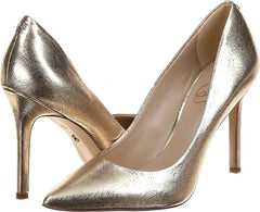 Sam Edelman Hazel Gold Crack Stiletto Heeled Slip On Pointed Toe Dress Pumps