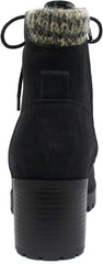 Soda Single Black Nubuck Lug Sole Chunky Heel Lace Up Platform Combat Wide Boots