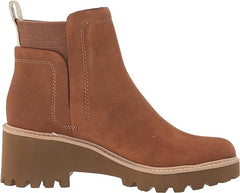 Dolce Vita Huey H2O Brown Suede Pull On Rounded Toe Chunky Platform Ankle Boots