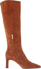 Sam Edelman Sylvia Brown Suede Pointed Toe Block Heel Knee High Leather Boots